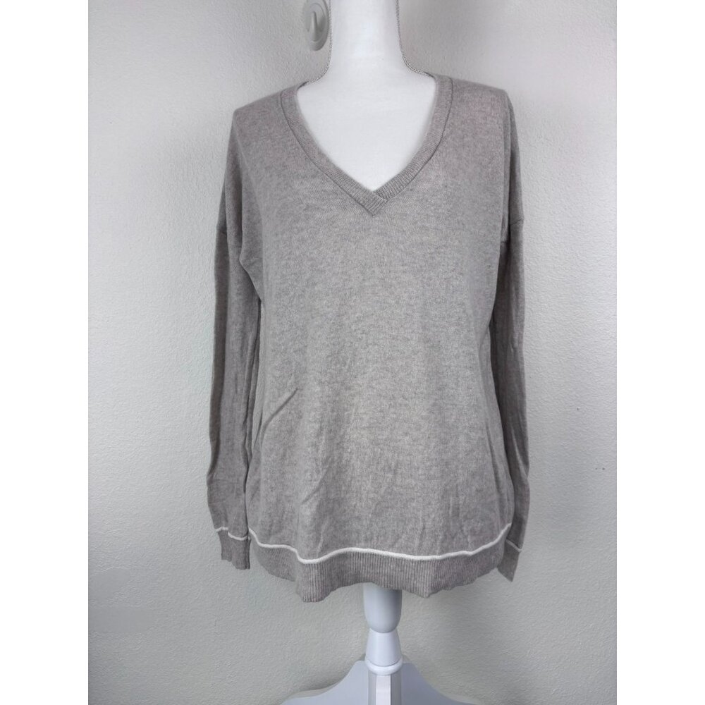 Joie women's medium grey‎ 100% cashmere v-neck sweater top lightweight